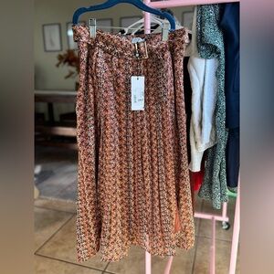 Molly Bracken Brown Patterned A-Line Skirt
